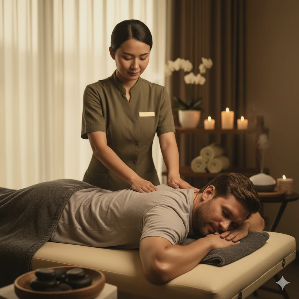 Neck and back massage at Great Palms Spa in Anna Nagar, Chennai